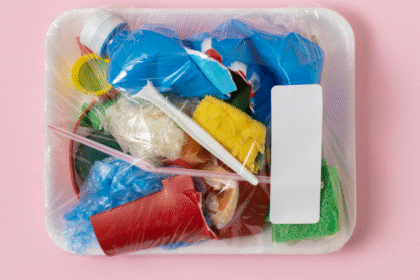 Plastik Gabel Flasche Folie Müll