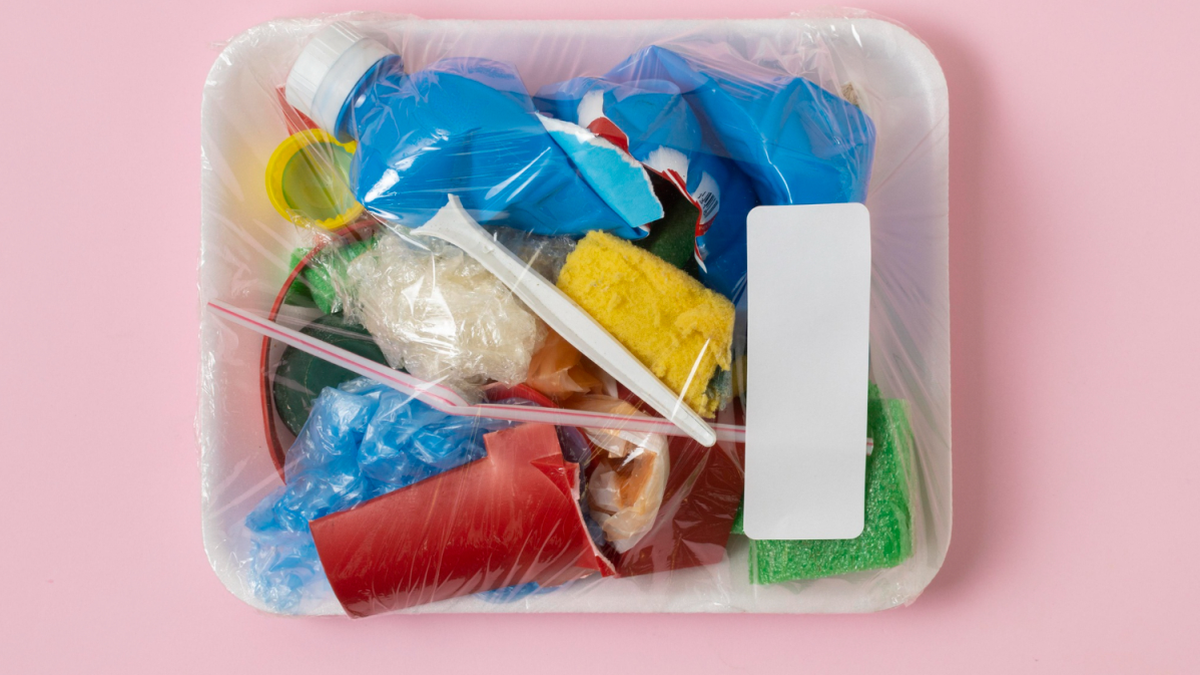 Plastik Gabel Flasche Folie Müll