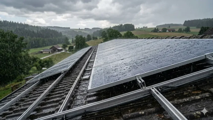 Solarzelle Strom Regen Solarenergie Solaranlage