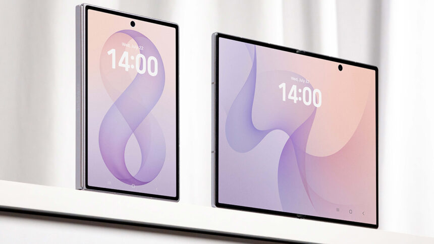 Das Samsung Galaxy Z Fold8 zugeklappt und aufgefaltet.