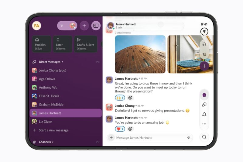 Die App "Slack" geöffnet auf dem iPhone Duo 