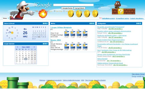 Der klassische Mario kehrt mit iGoogle zurück auf den Bildschirm.
